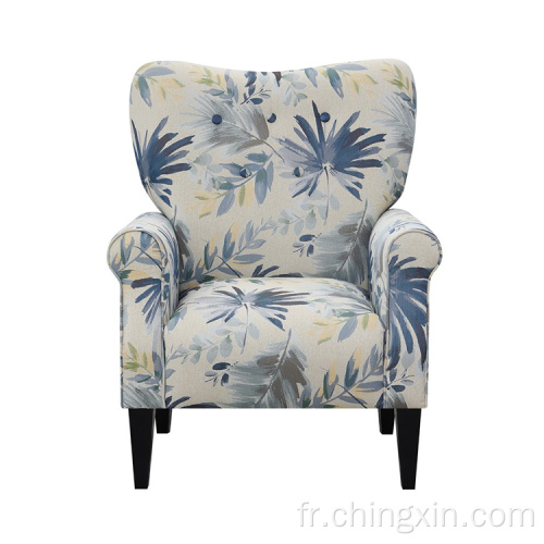 Chaises de séjour Chaises Bleu Multi Tissu Chaise d'accent armé avec jambes en bois massif CX638F
